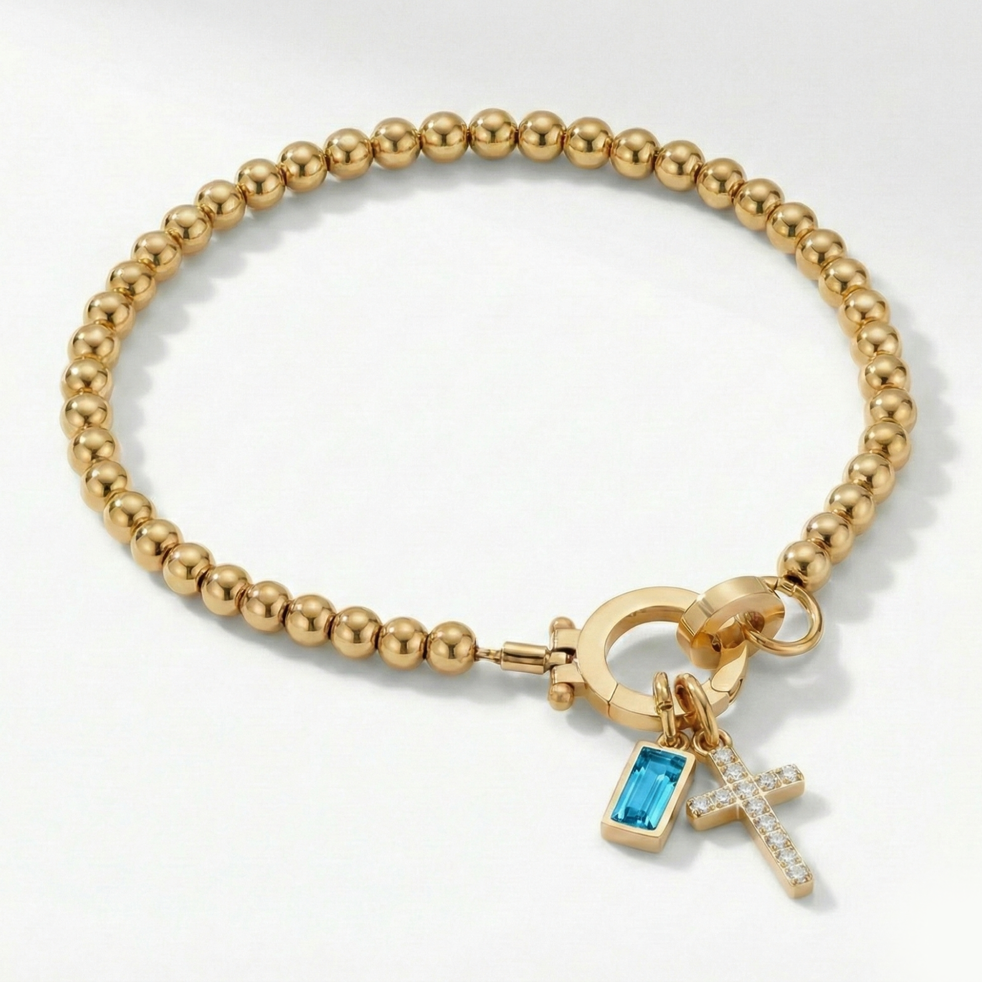 AX Perlen-Geburtsstein-Kreuzanhänger-Armband