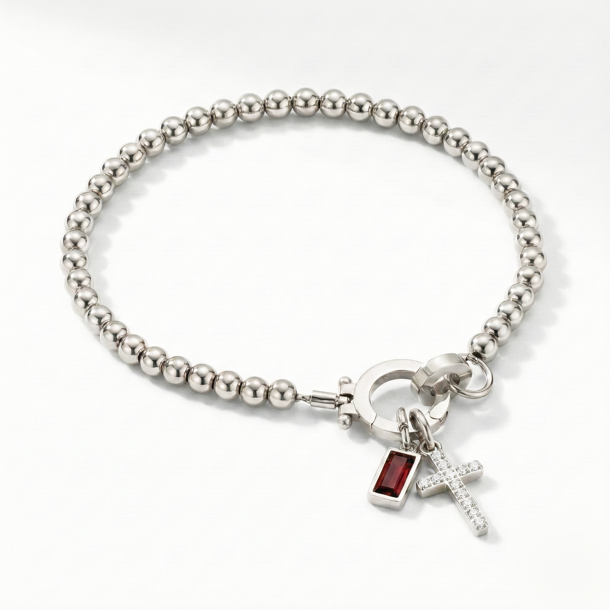 AX Perlen-Geburtsstein-Kreuzanhänger-Armband