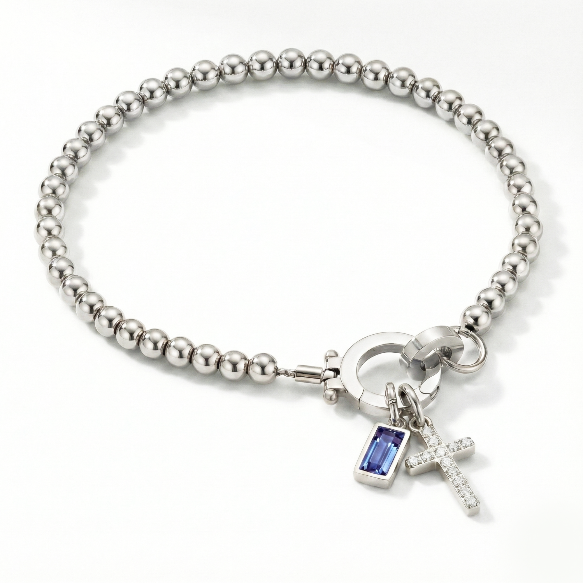 AX Perlen-Geburtsstein-Kreuzanhänger-Armband
